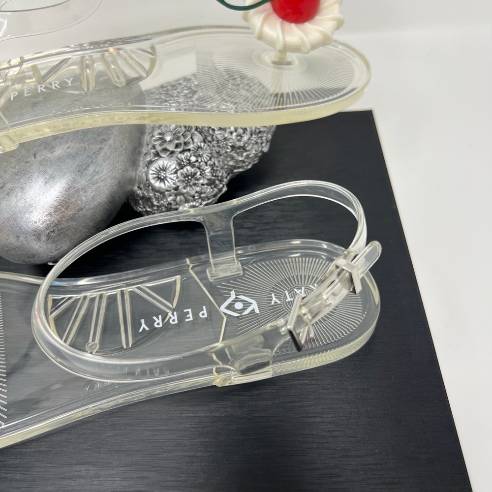 Katy Perry Collections Clear Jelly Sandals with Red Cherry and White Flower - Picture 9 of 16